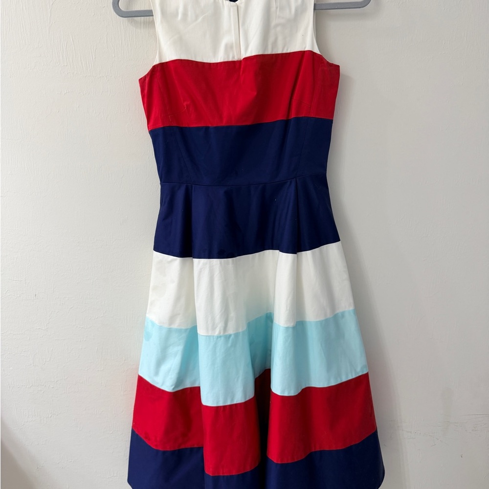Kate Spade Red, Blue, and White Striped Midi Dress